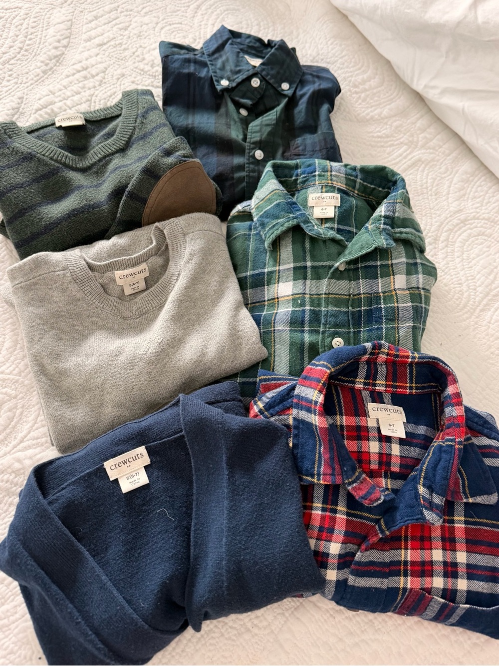 J. Crew Crewcuts Boys Mixed Plaid Shirts & Sweaters Bundle size 6-7 (Small)